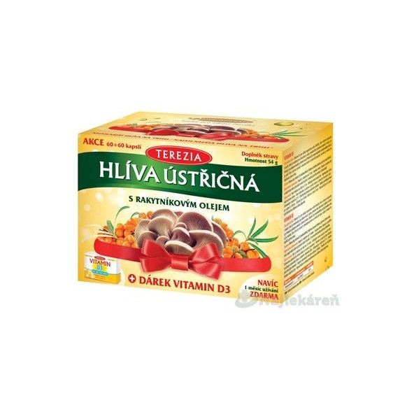 TEREZIA HLIVA USTRICOVITÁ S RAKYTNÍKOVÝM OLEJOM, 2x60 cps + Vit. D3 30 cps zadarmo