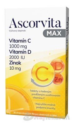 E-shop ASCORVITA MAX vitamín C, D a zinok 30 tabliet