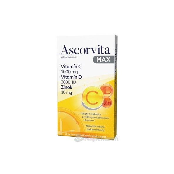 Dr. Theiss ASCORVITA MAX vitamín C, D a zinok 30 tabliet