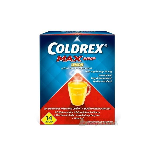 COLDREX MaxGrip Lemon horúci nápoj na chrípku 14 vreciek