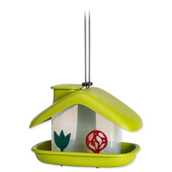 Krmítko pre vtáky Domček zelené 16,5x21x15 cm