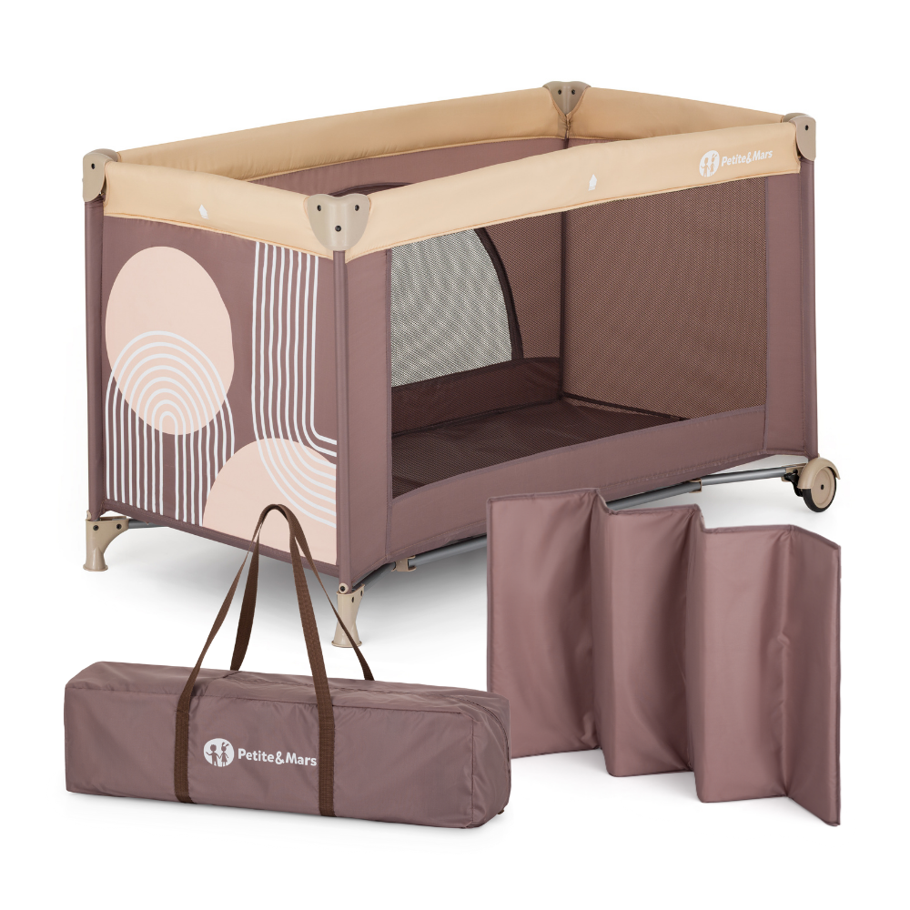 PETITE&MARS Postieľka cestovná Nyja Elegant Dreamlines Mocha