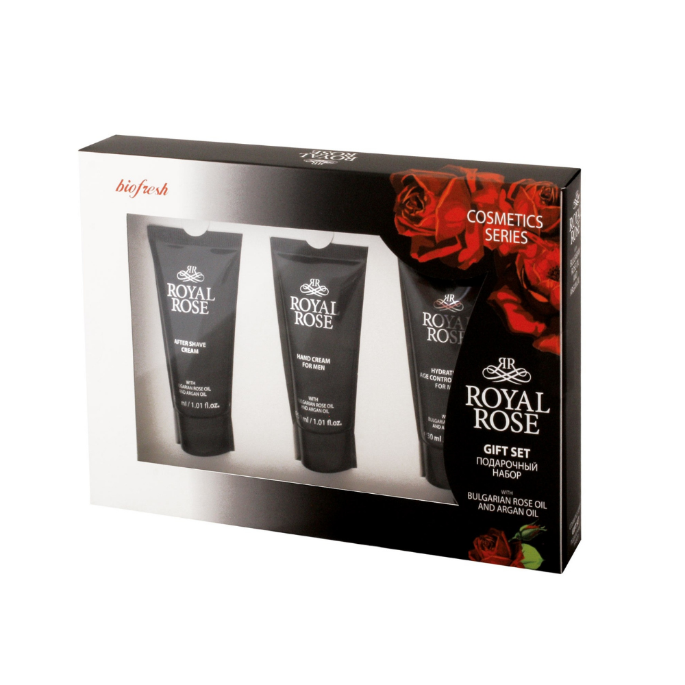 E-shop Darčekový set pre muža - Krém po holení 30 ml, Krém na ruky 50 ml a Hydratačný krém 30 ml Royal Rose BioFresh