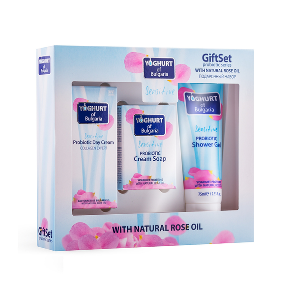 Darčekový set probiotickej kozmetiky -  denný krém, mydlo a sprchový gél