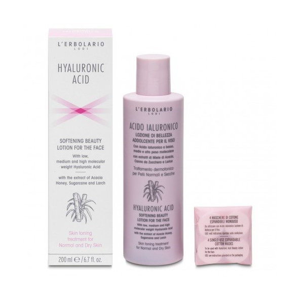KYSELINA HYALURONOVÁ Pleťová voda s maskou na normálnu a suchú pleť - L´Erbolario - 200 ml