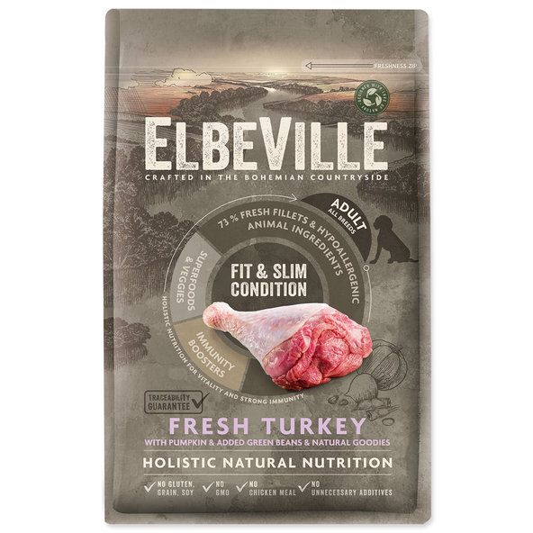 Krmivo ELBEVILLE Adult All Breeds Fit and Slim Condition Fresh Turkey 4kg