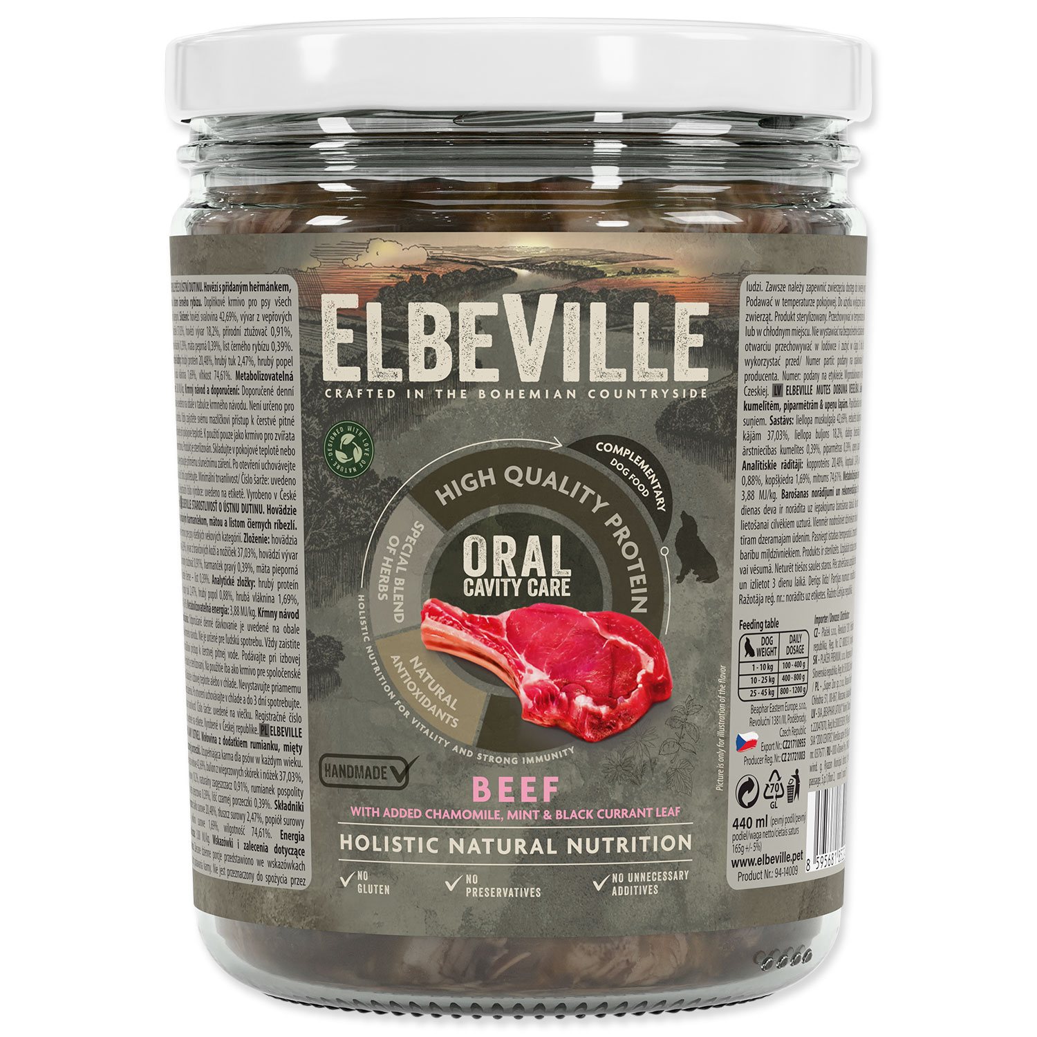 Pohár slenený Elbeville Dog Oral Cavity Care, hovädzie s pridaným harmančekom 440ml