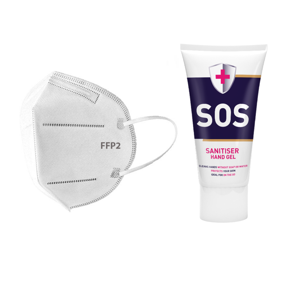 Set Respirátor-maska FFP2 / N95 + Dezinfekčný gél na ruky SOS 65 ml