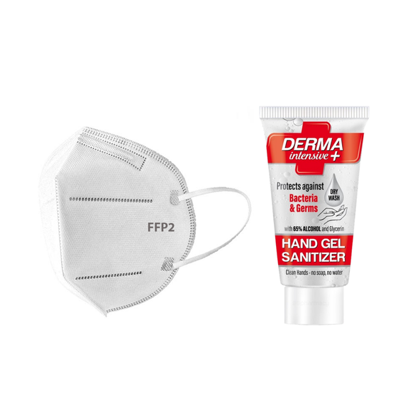 Set Respirátor maska FFP2/N95-/EU-BG/+Dezinfekčný gél na ruky Derma Intensive + 50ml