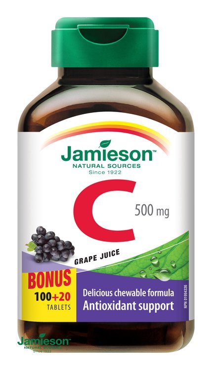 E-shop Jamieson Vitamín C 500 mg tablety na cmúľanie s príchuťou hrozna 120 tbl.