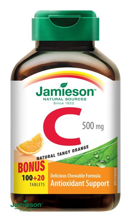 E-shop Jamieso Vitamín C 500 mg tablety na cmúľanie s príchuťou pomaranča 120 tbl.