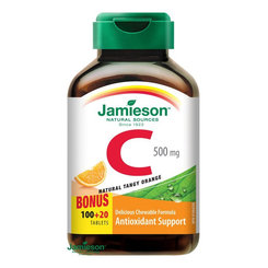 Jamieso Vitamín C 500 mg tablety na cmúľanie s príchuťou pomaranča 120 tbl.