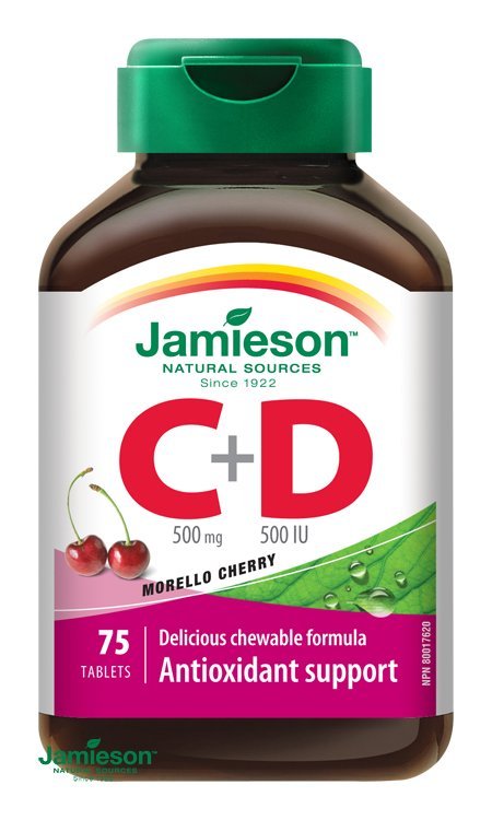 E-shop Jamieson Vitamíny C a D3 500 mg/ 500 IU 75 tablety na cmúľanie
