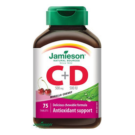 Jamieson Vitamíny C a D3 500 mg/ 500 IU 75 tablety na cmúľanie
