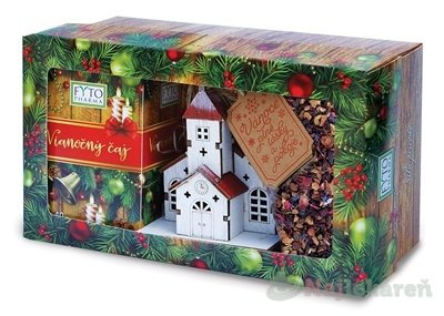 E-shop FYTO Darčeková kazeta Vianoce - Vianočný čaj+dekorácia kostolík 1set