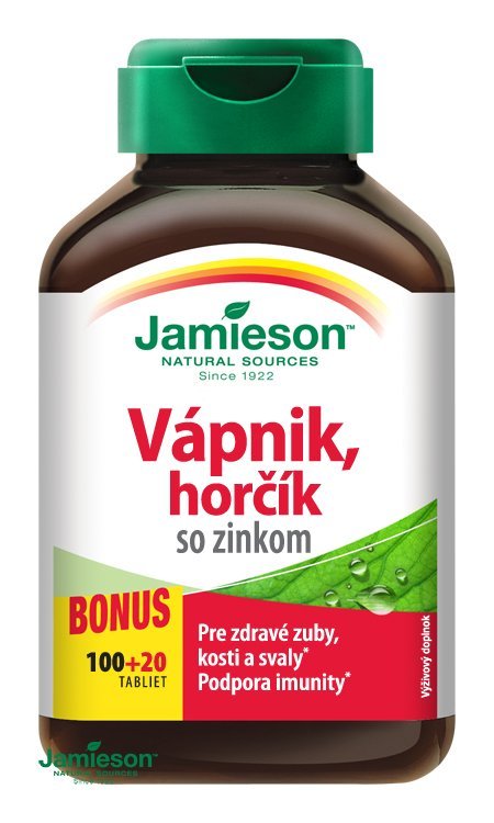 E-shop Jamieson Vápnik, horčík so zinkom pre zdravé kosti 120 tabliet