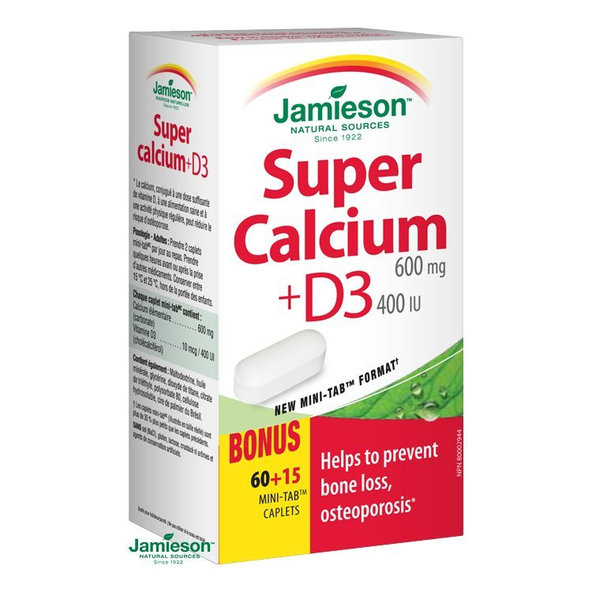 Jamieson Super vápnik s vitamínom D3 600 mg/ 400 IU 75 tbl.
