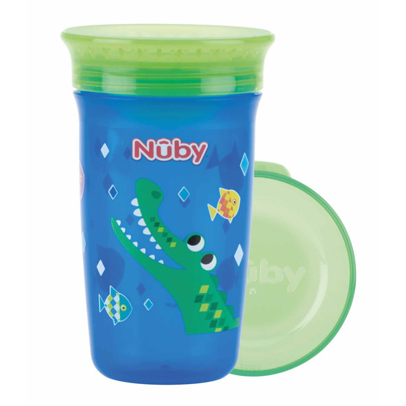 NUBY Hrnček netečúci 360° 300 ml, 6 m+ modrá / zelená