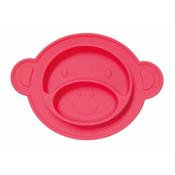 NUBY Tanier s prísavkou - Opica 9 m+, červený