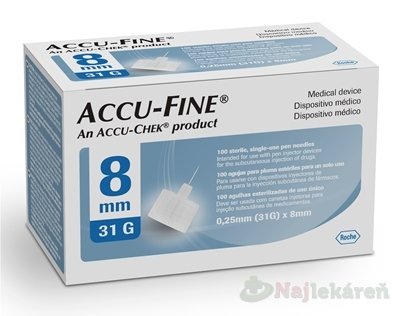 E-shop ACCU-FINE 31G (0,25 mm x 8 mm) ihly do inzulínového pera, typ 810, 1x100 ks