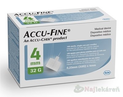 E-shop ACCU-FINE 32G (0,23 mm x 4 mm) ihly do inzulínového pera, typ 810, 1x100 ks