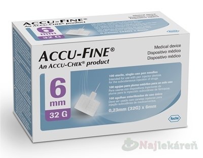 E-shop ACCU-FINE 32G (0,23 mm x 6 mm) ihly do inzulínového pera, typ 810, 1x100 ks