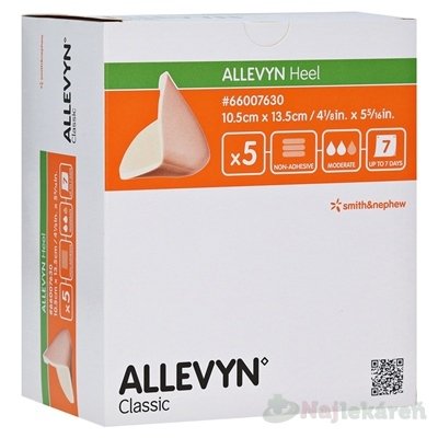 E-shop ALLEVYN Heel Krytie na rany 10,5x13,5cm, neadhezívne polyuretánové penové krytie 5ks