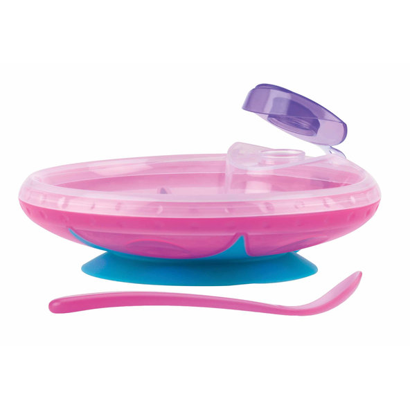 NUBY Miska udržujúca teplo s lyžičkou 3 m+ ružová