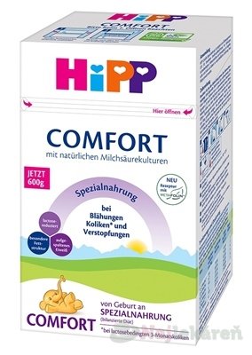 E-shop HiPP COMFORT špeciálna dojčenská výživa od narodenia, 600g
