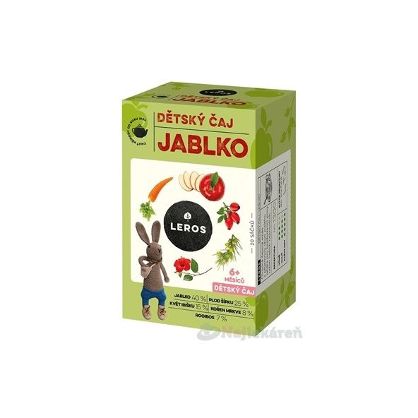 LEROS DETSKÝ ČAJ JABLKO nálevové vrecká (od 6+ mesiacov) 20x2g (40g)