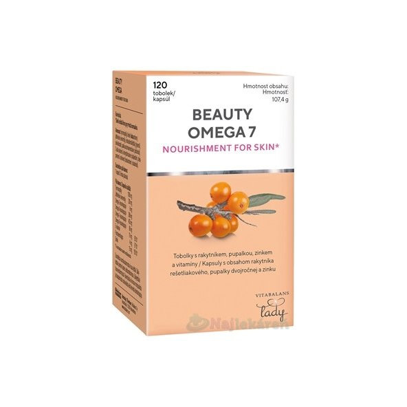 VITABALANS BEAUTY OMEGA-7 s rakytníkom, pupalkou a zinkom 120 kapsúl