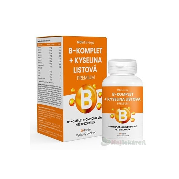 MOVit B-KOMPLET + Kyselina listová PREMIUM tbl 1x90 ks