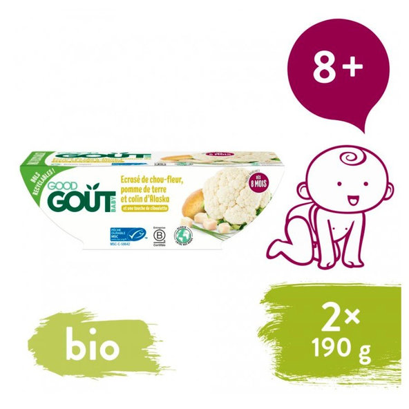 2x GOOD GOUT BIO Treska pestrá s karfiolom a zemiačiky 190 g