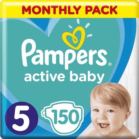 E-shop PAMPERS Active Baby 5 (11-16 kg) 150 ks MESAČNÁ ZÁSOBA – jednorazové plienky