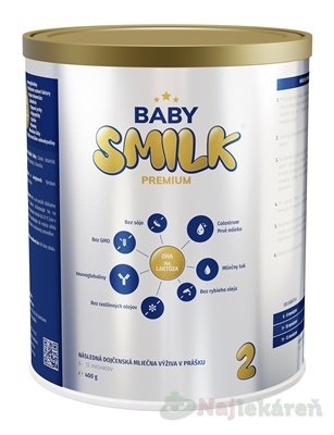E-shop BABYSMILK PREMIUM 2 s Colostrom (6-12 m), 1x400g, dojčenská mliečna výživa v prášku