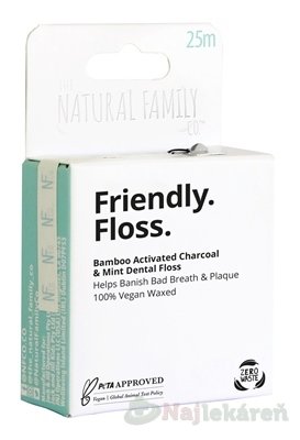 E-shop NFco. Zubná niť Friendly Floss, voskovaná s bambusom a aktívnym uhlím, príchuť mäta 1x1 ks