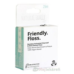 NFco. Zubná niť Friendly Floss, voskovaná s bambusom a aktívnym uhlím, príchuť mäta 1x1 ks