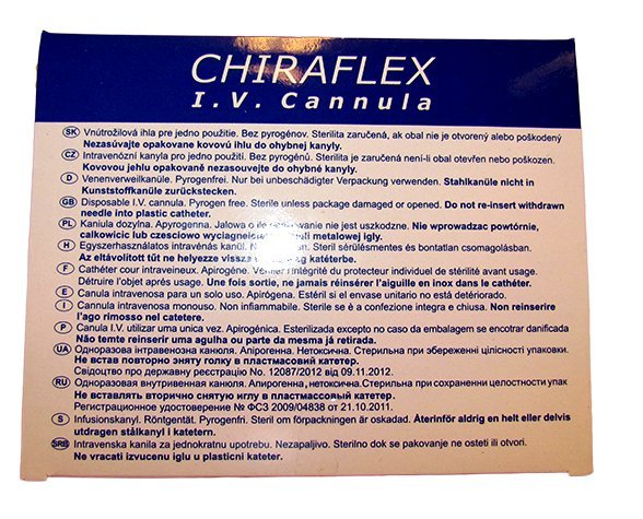 KANYLA CHIRAFLEX 22G 0,9x25 MODRA 50ks