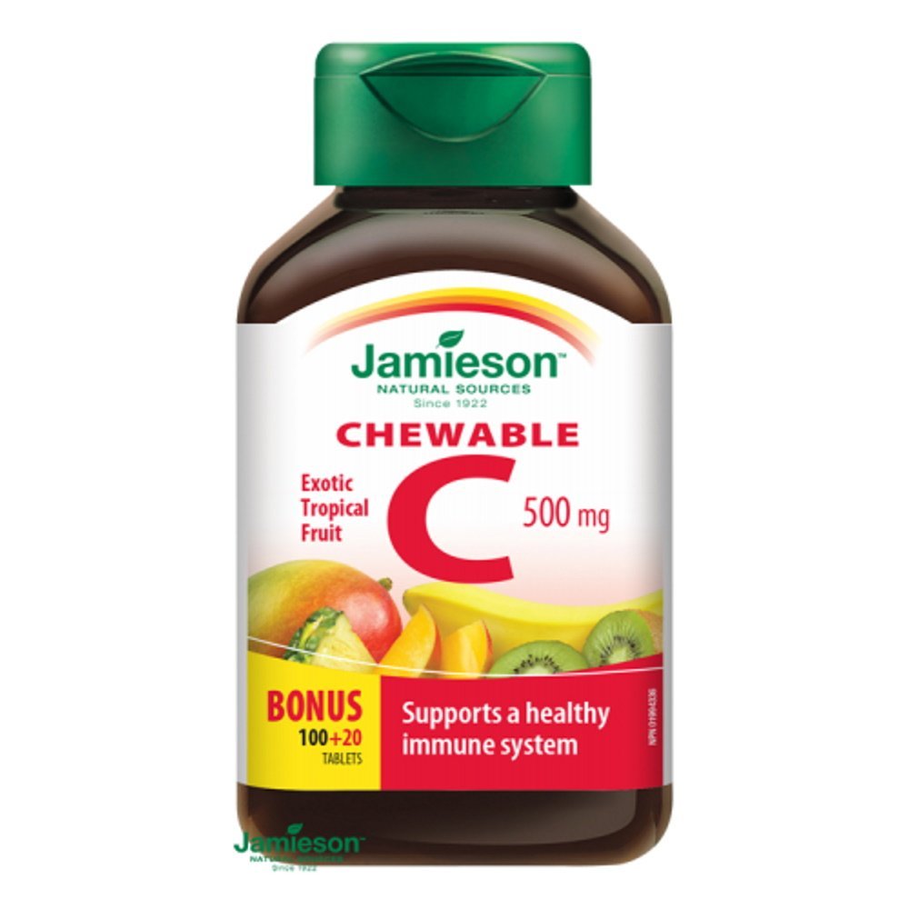 E-shop Jamieson Vitamín C 500 mg cmúľacie tablety s príchuťou tropického ovocia 120 tabliet