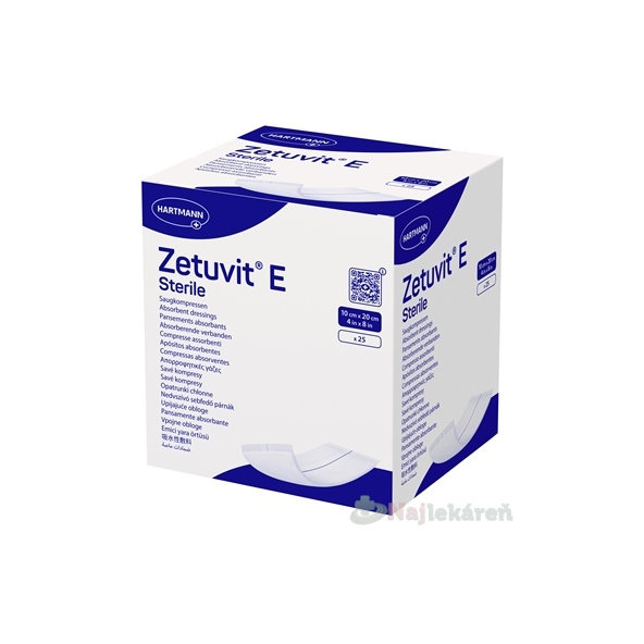 ZETUVIT E Sterile sterilný nasiakavý kompres 10x20 cm 25 ks