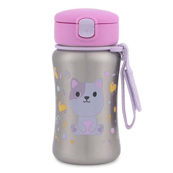 SKIP HOP Besties Squad nerezová fľaša so slamkou mačička 12 m+ 350 ml