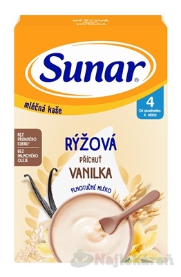 SUNAR mliečna KAŠA RYŽOVÁ vanilka 4m+ 210 g