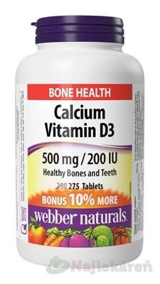 WEBBER NATURALS Calcium Vitamín D3 500mg/200IU 275 tabliet
