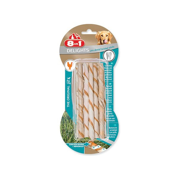 Pochúťka 8in1 Delights Dental krútená žuvacia tyčinka 10ks