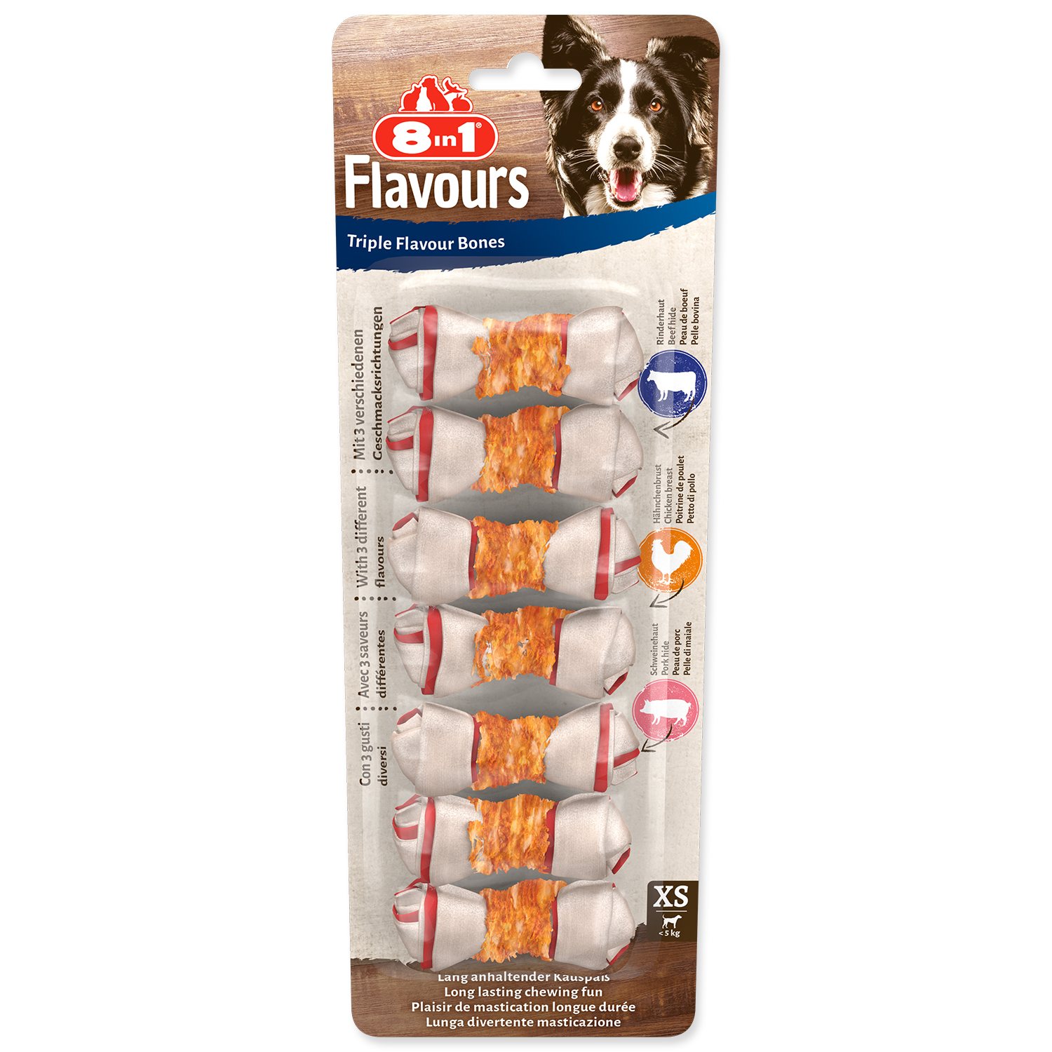 8in1 Flavours žuvacia kosť pre psov XS 24 x 7 ks