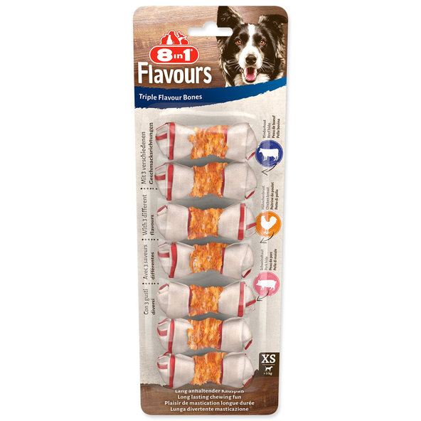 8in1 Flavours žuvacia kosť pre psov XS 24 x 7 ks