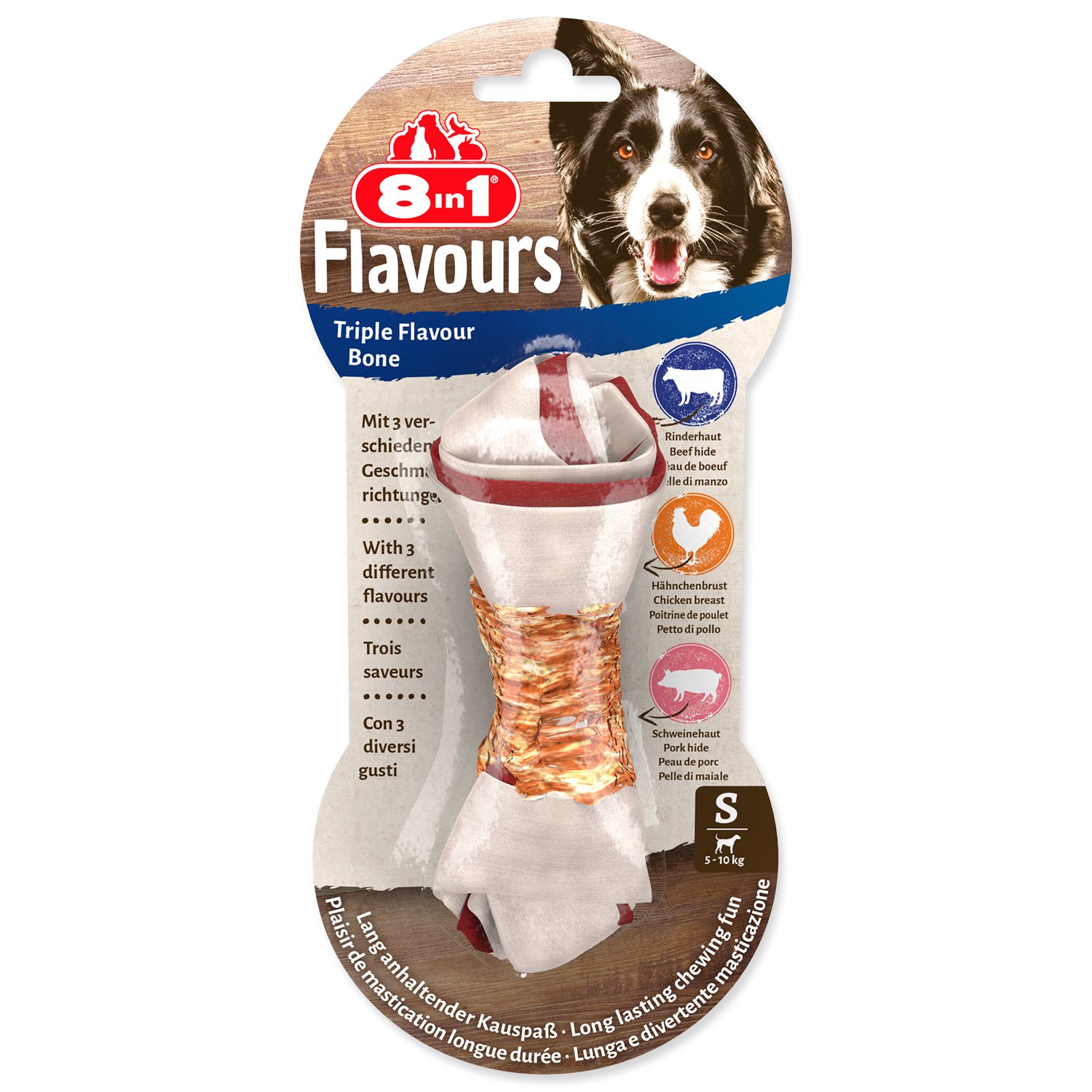 8in1 Triple Flavour žuvacie kosti S 3 x 35 g