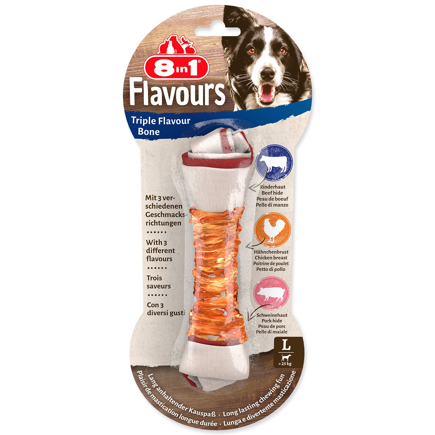 8in1 Flavours žuvacia kosť pre psov L 24 ks