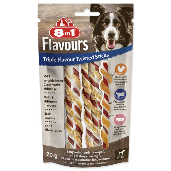 8in1 Flavours krútená tyčinka pre psov 60 x 10 ks