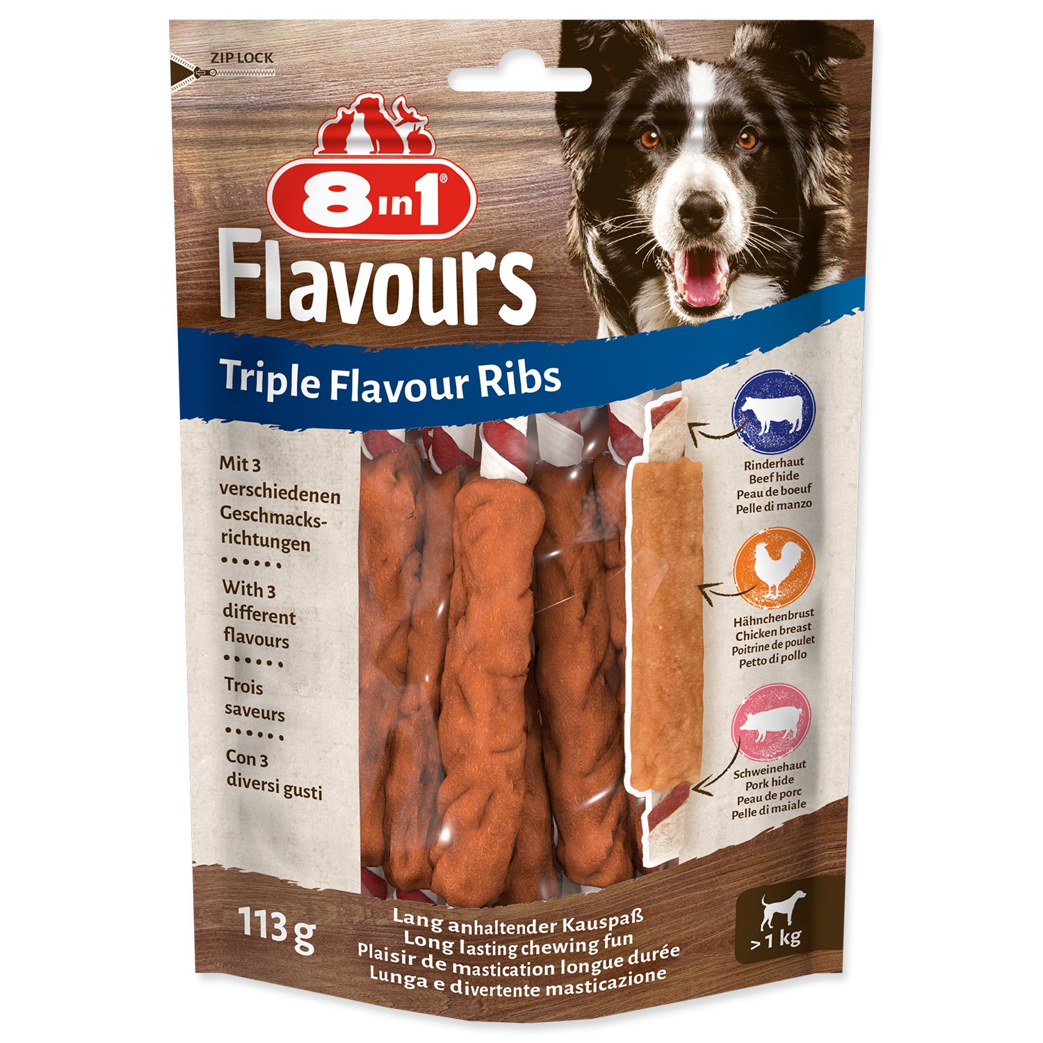 8in1 Flavours žuvacie rebierko pre psov 40 x 6 ks